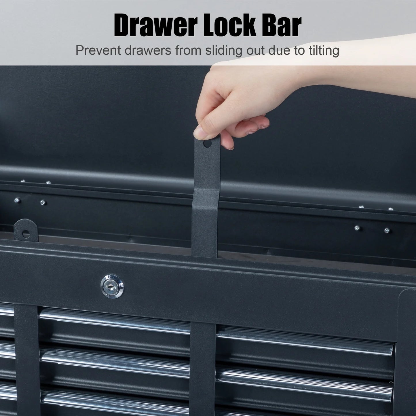 Ktaxon Tool Box, Portable 5 Drawer Steel Toolbox with Top Storage Tray & Carrying Handle, for Garage Trunk Household, Black