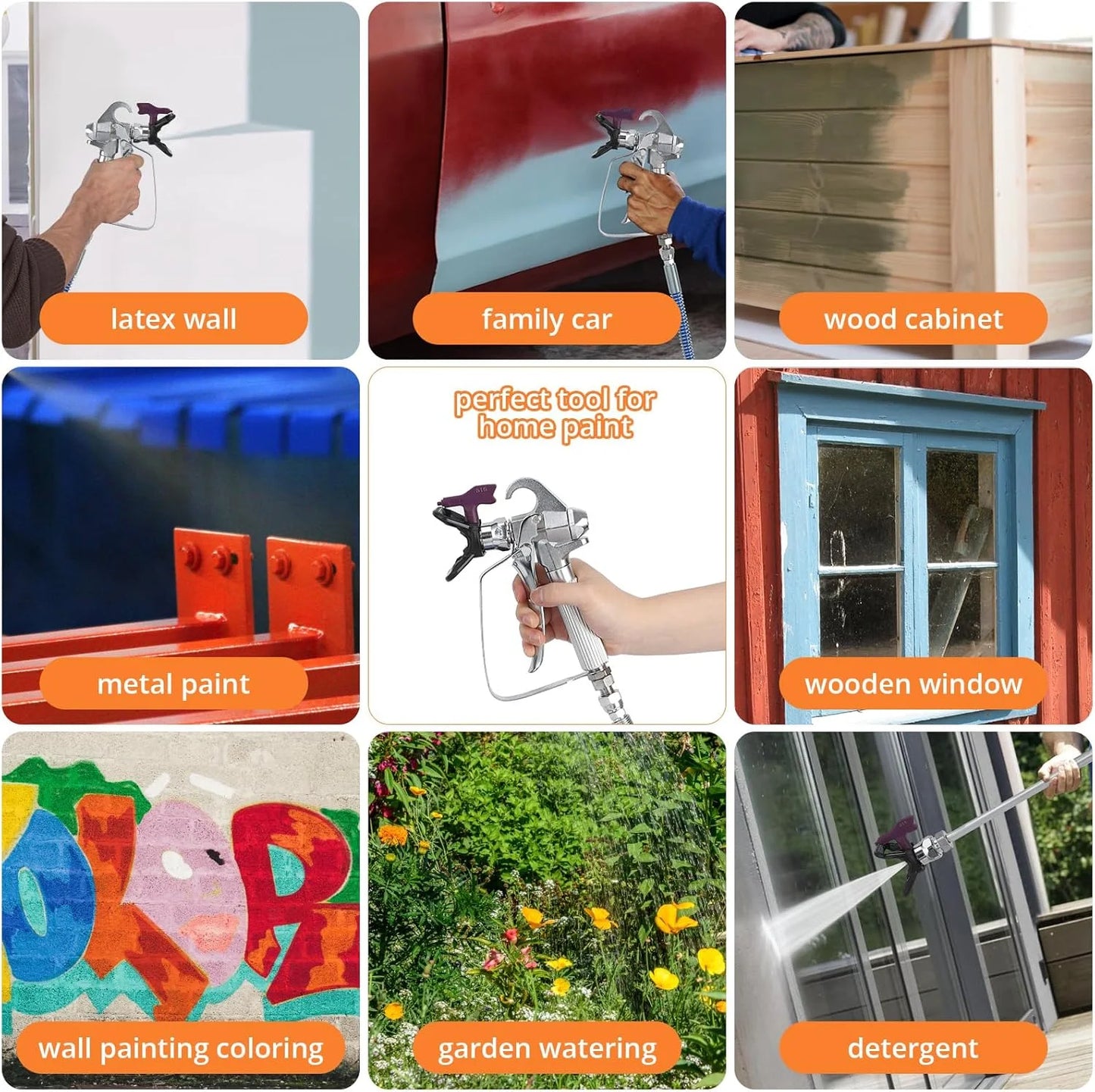 Stand Airless HVLP Paint Sprayer, High Efficiency, Thinning-Free, Minimal Overspray, for Home Exterior & House Interior DIY Painting Projects, with Extension Rod