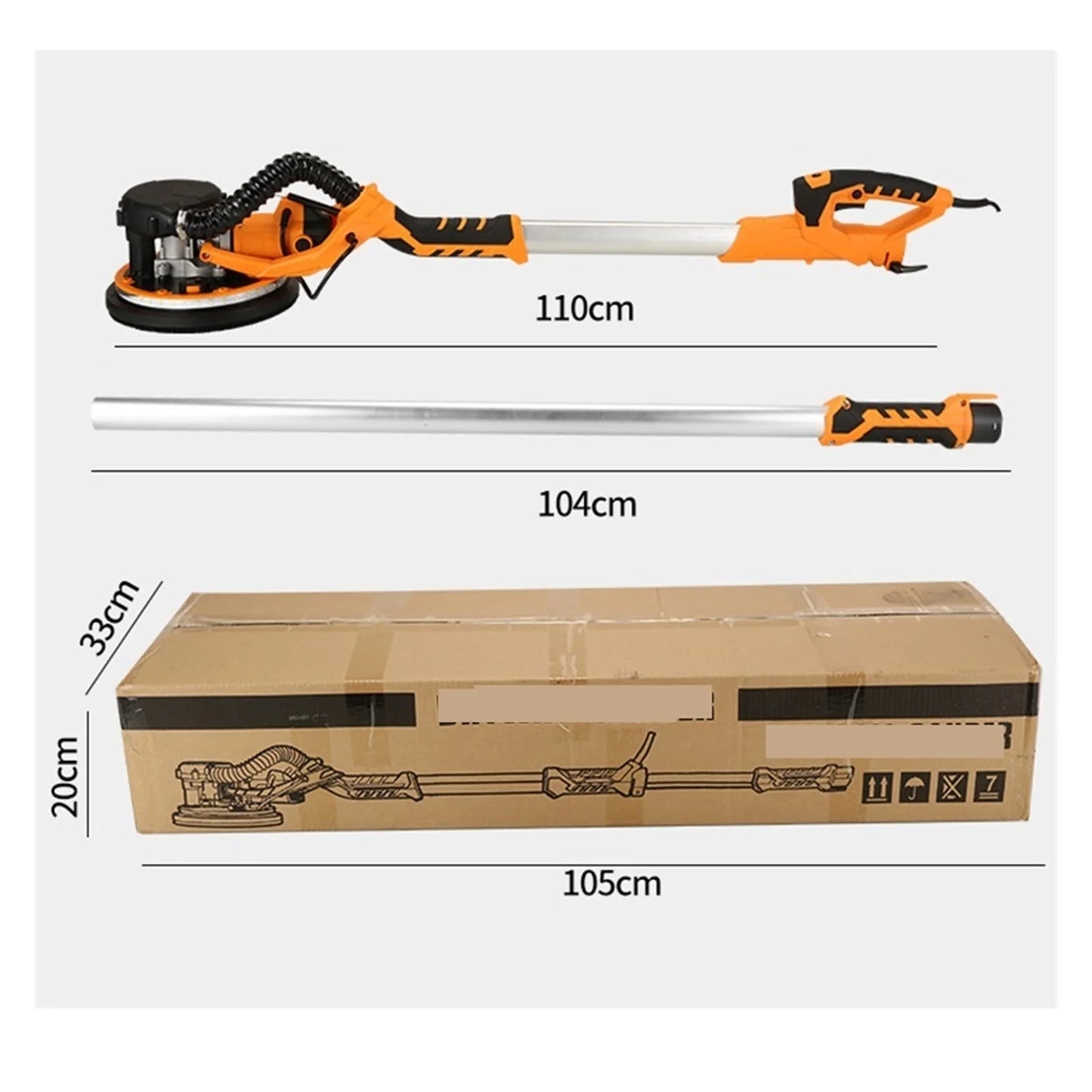 9-inch Electric Drywall Sander 225MM Wall Grinding Machine Putty Dustless Self -vacuum LED Long Rod Polishing Sand Paper Machine ,Low Vibration
