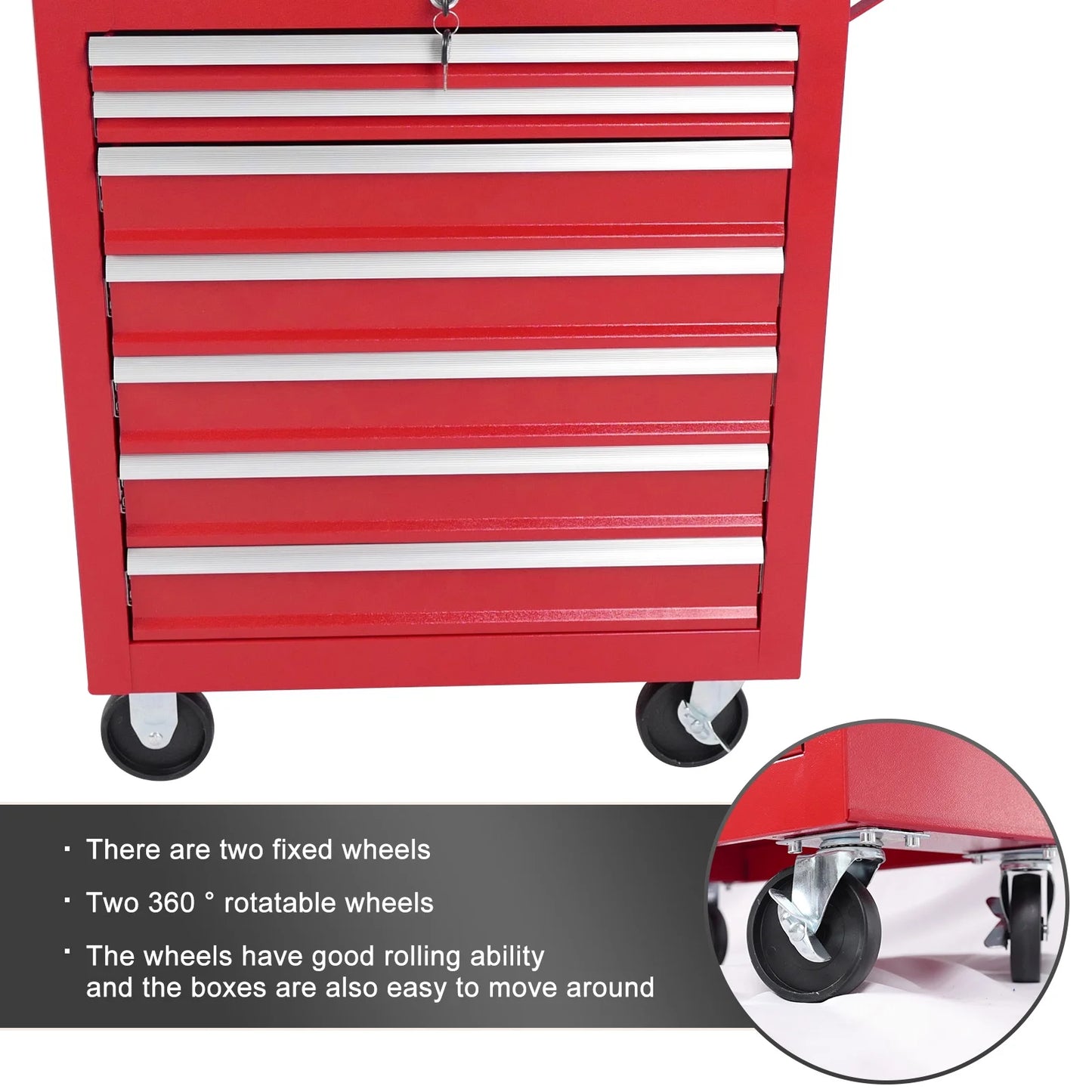 DUOSONG 7-Drawer Metal Rolling Tool Chest With Wheels,Tool Storage Cabinet With Locking System Tools & Tool Organizers Tool Boxes