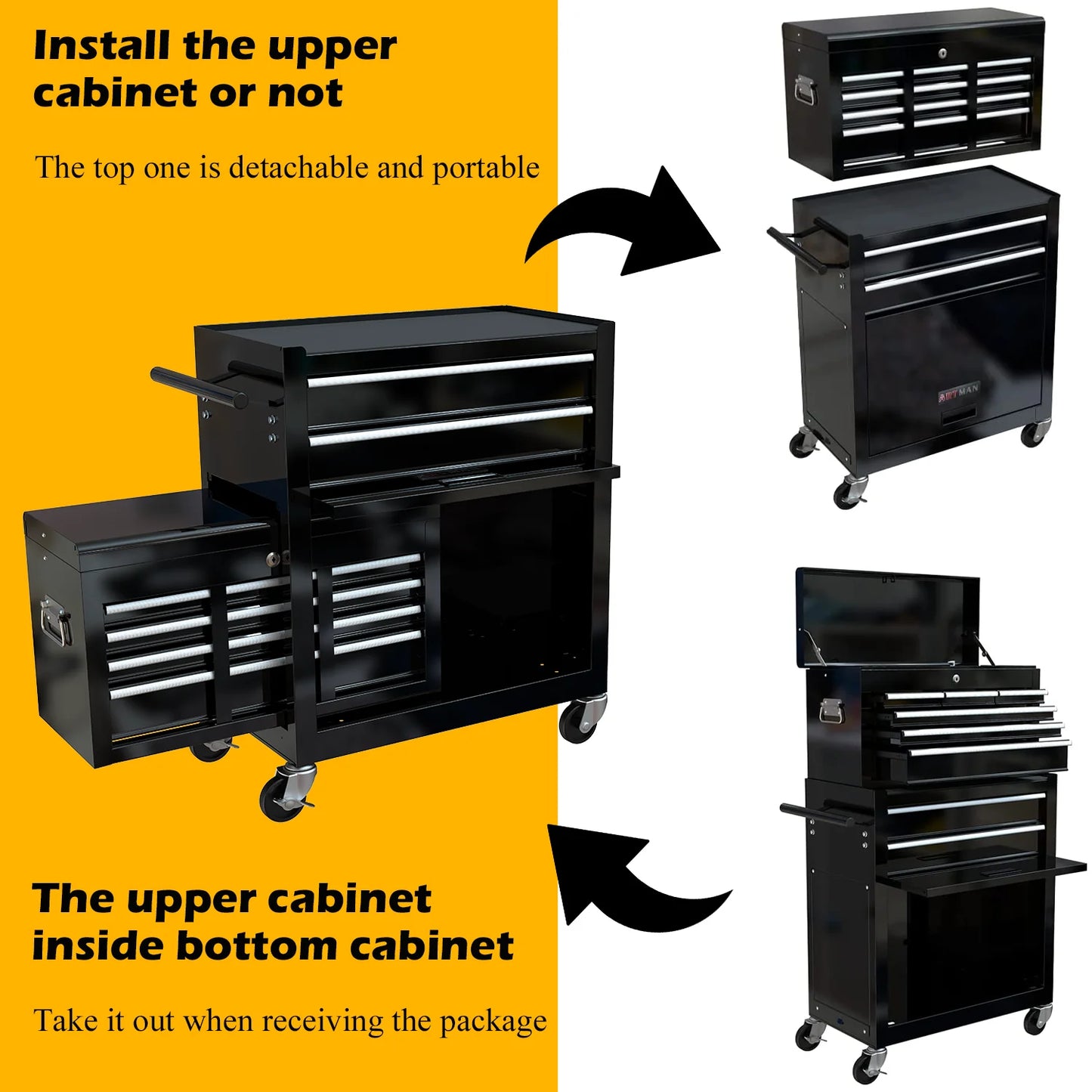 WLVOS Rolling Tool Chest with Lock, Removable Storage Cabinet, 8-Drawer, Blue