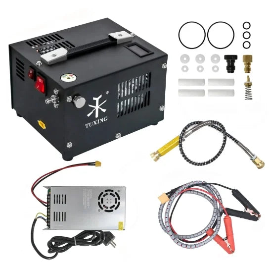TUXING 4500Psi PCP Air Compressor w/Built-in Transformer, One-Button Start for PCP Rifles, Paintball Guns, Diving Tanks