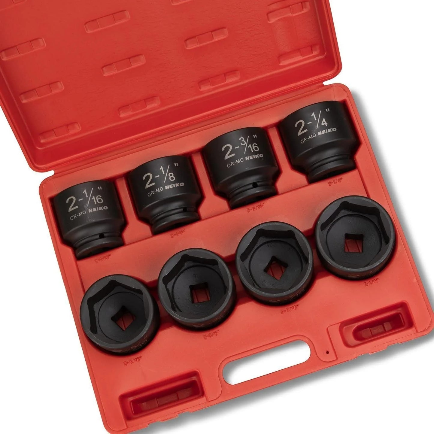 NEIKO 02392A 3/4" Impact Socket Set, 3/4? Drive, 8 PC Jumbo Sockets, SAE Standard Sizes 2-1/16 Inch to 2-1/2 Inch, Chrome-Moly Cr-Mo Steel