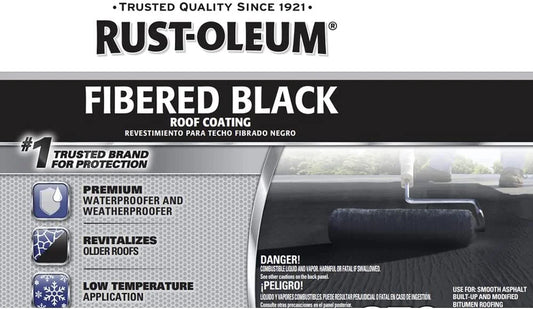 Black Rust-Oleum Roofing 350 Fibered Roof Coating, 4.75 Gallons