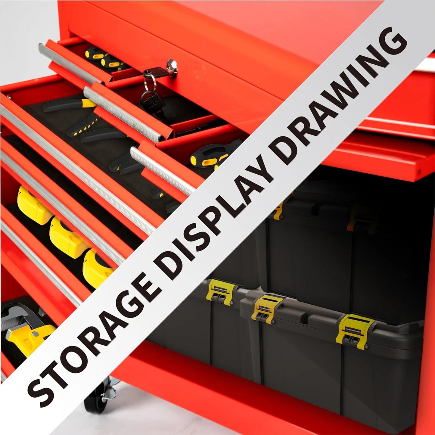 8-Drawer Rolling Tool Chest with Lockable Wheels, Sliding Drawers, Detachable Top & Adjustable Shelf