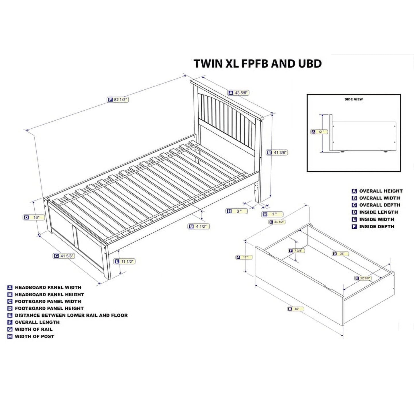 Leo & Lacey Classic Hardwood Storage Platform Bed, Twin-XL, White