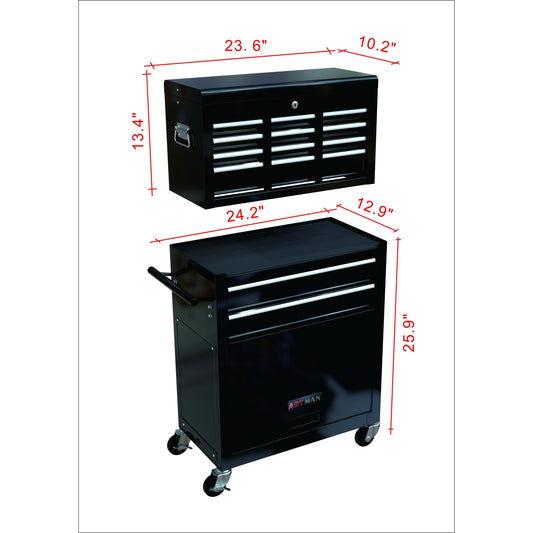 High Capacity Rolling Tool Chest, 8-Drawer Storage Cabinet, Black