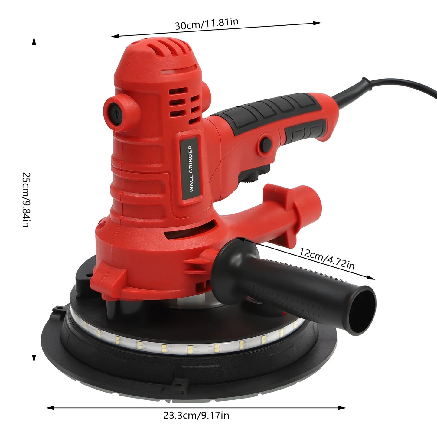 ChicHomey LED Light Equipped Orbital and Drywall Sander, 1200W, 7in Grinding Disc, 78.7in Hose, Adjustable Handle for Enhanced Comfort and Control