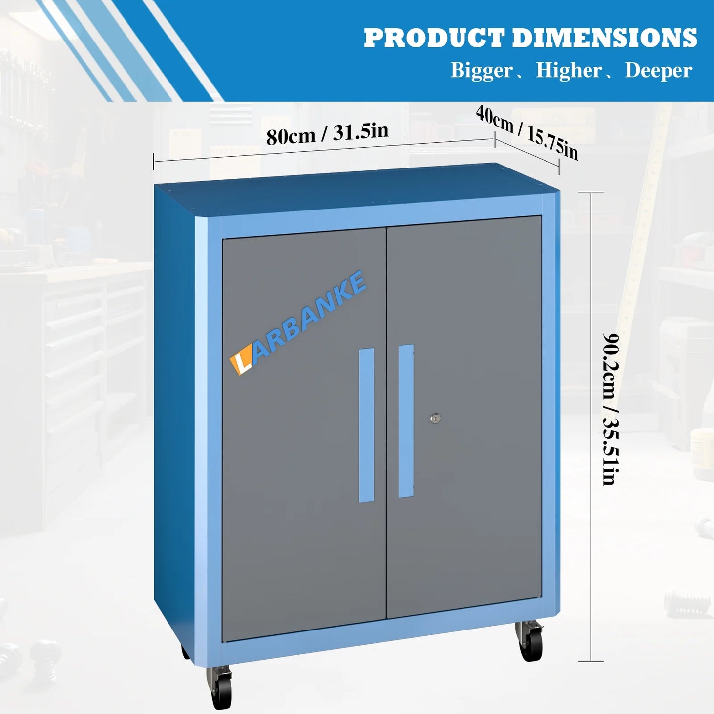 Upgraded Metal Tool Chest on Wheels, 2 Locking Doors, 360? Casters & Foot Pads, Large Capacity Mobile Tool Cabinet with Adjustable Organizer