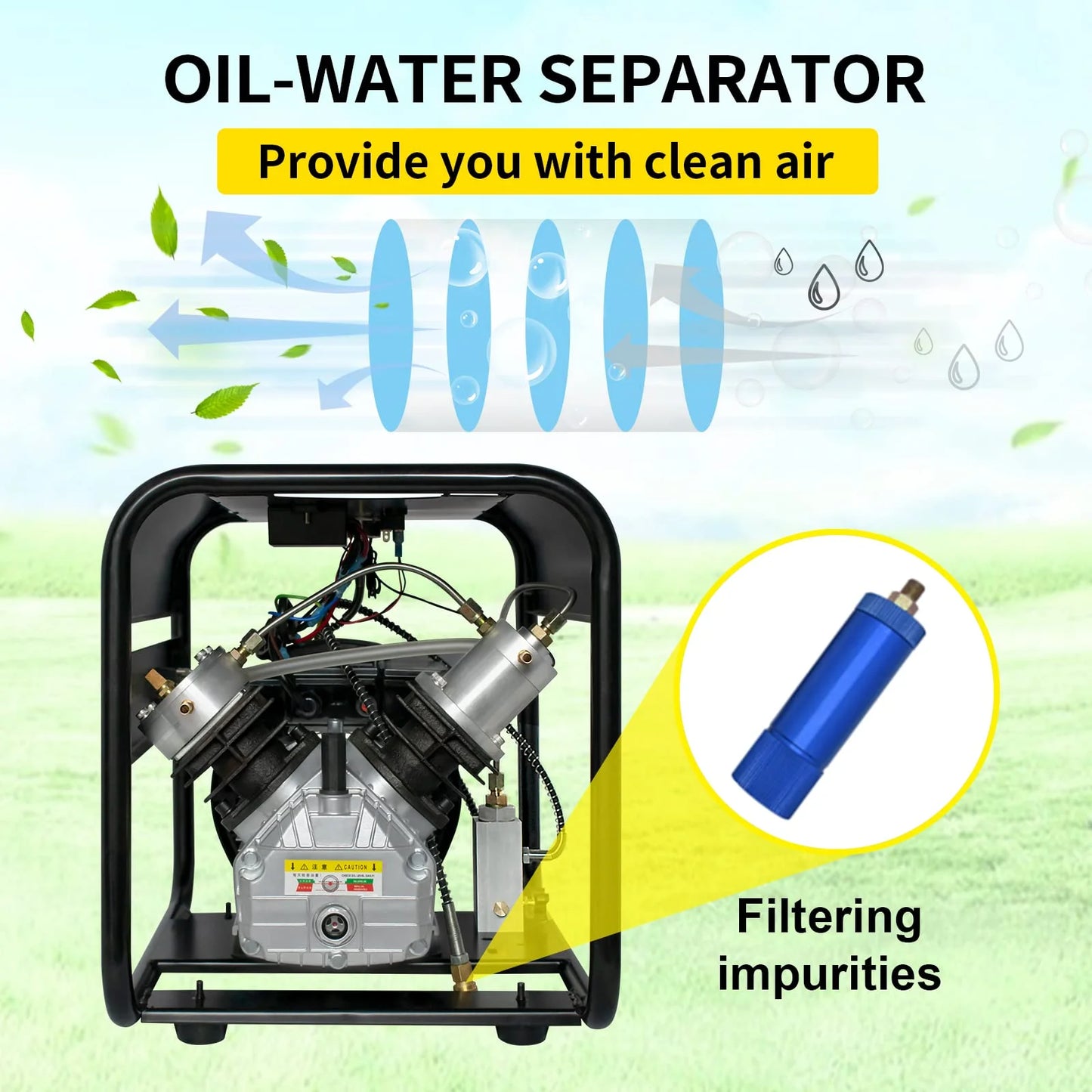 TUXING 4500Psi Pcp Compressor,Double Cylinder Scuba Air Compressor,Manually Stop Version,High Pressure Air Pump for Air Rifle Gun 6.8L Scuba Tank,Paintball Gun 30Mpa 110V(TXED011)