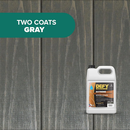 DEFY Extreme Wood Stain and Sealer in One - 5 Gallon Semi-Transparent Waterproof Coating for All Wood Types - Gray
