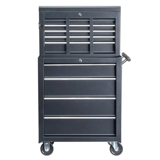 Heavy-Duty Steel Tool Box with 5 Drawers - 24" Black Rolling Tool Chest Cabinet for Garage & Workshop (Lockable, 150lb Capacity)