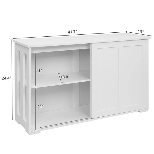 Ktaxon Storage Sideboard Buffet Cabinet, with 2 Sliding Doors Wine Shelf White