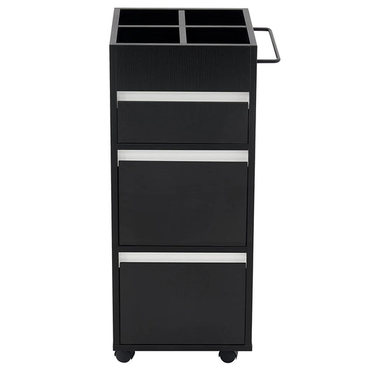 BarberPub Utility Cart with Storage Drawer, Salon Trolley Cabinet