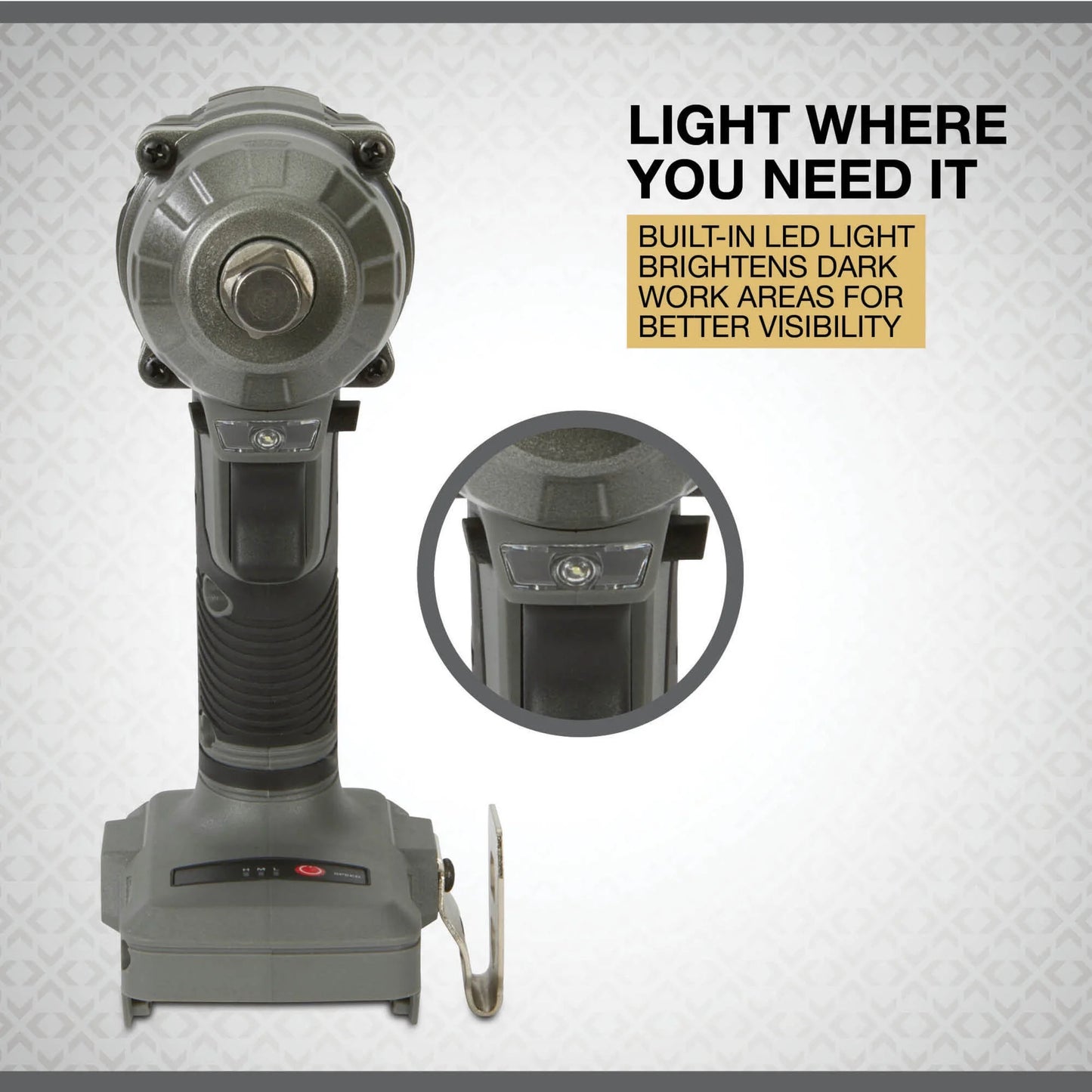 Klutch 1/2in. Impact Wrench, KLiQ 20V, 500 Ft./Lbs. Breakaway Torque, Brushless, Cordless, Bare Tool