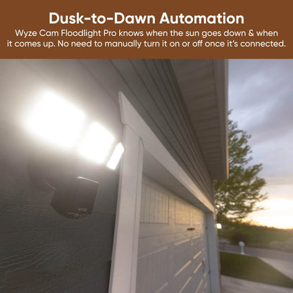 Wyze - Floodlight Camera Pro, 3000 Lumen LEDs, 180 in. Wide View, 2k HD Outdoor Wi-Fi Floodlight Home Security Camera - Black