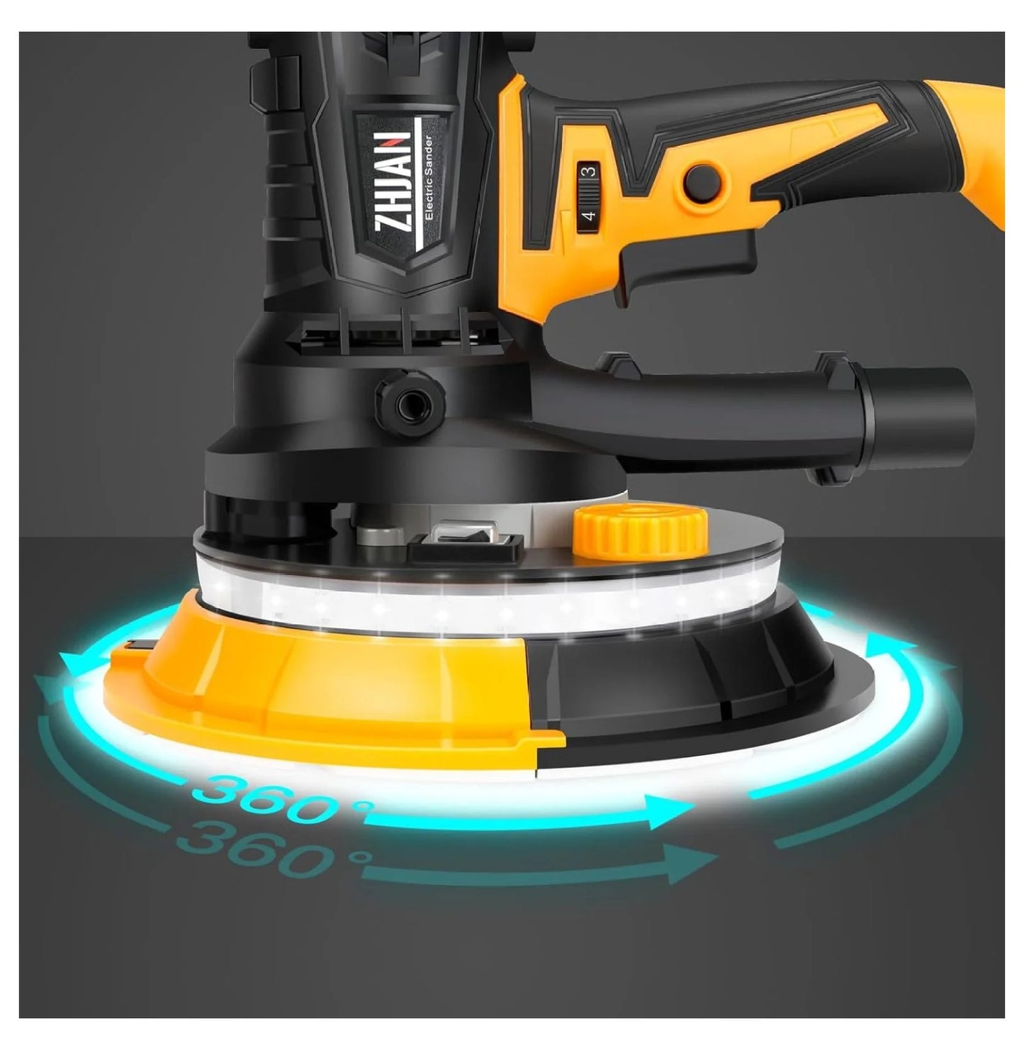 Handheld Drywall Sander 900W, 1400-2700RPM Portable Electric Wall Polishing Machine,Electric Drywall Sander with Vacuum, LED light,Rough and fine Sanding,12 PCS Sanding Disc