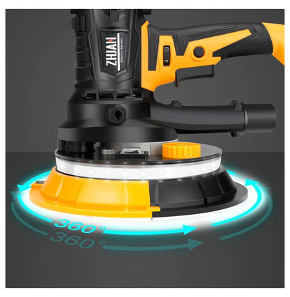 Handheld Drywall Sander 900W, 1400-2700RPM Portable Electric Wall Polishing Machine,Electric Drywall Sander with Vacuum, LED light,Rough and fine Sanding,12 PCS Sanding Disc