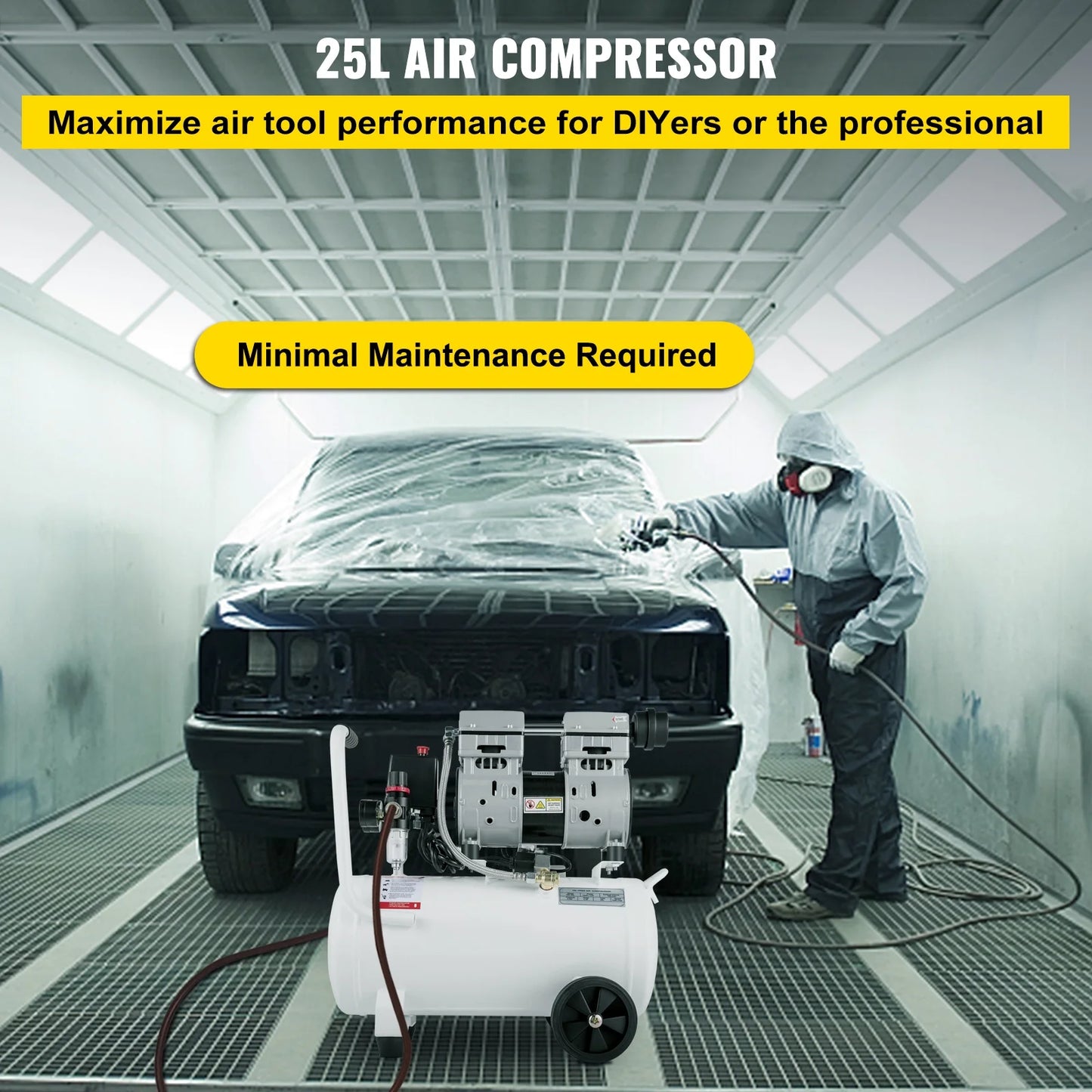KFFKFF 6.6 Gallon Air Compressor, 1 HP Mobile Air Compressor, 750W Oil-Free Steel Tank, 115 PSI Pancake Air Compressor, Exceptionally Quiet for Household Fixes and Tire Pumping