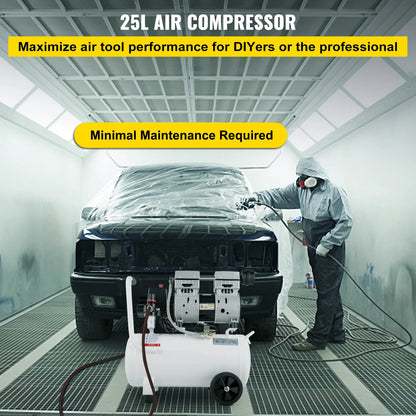 KFFKFF 6.6 Gallon Air Compressor, 1 HP Mobile Air Compressor, 750W Oil-Free Steel Tank, 115 PSI Pancake Air Compressor, Exceptionally Quiet for Household Fixes and Tire Pumping