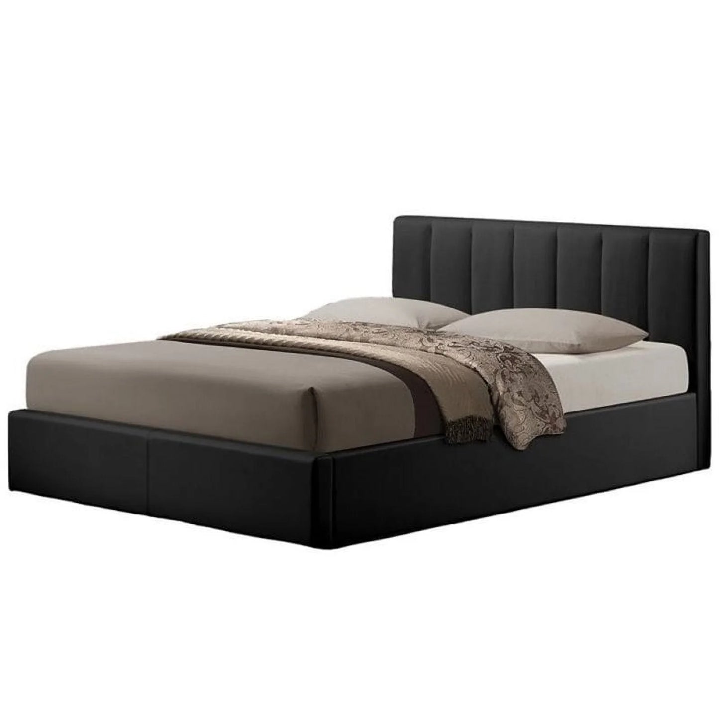 Atlin Designs Upholstered Queen Faux Leather Storage Bed in White