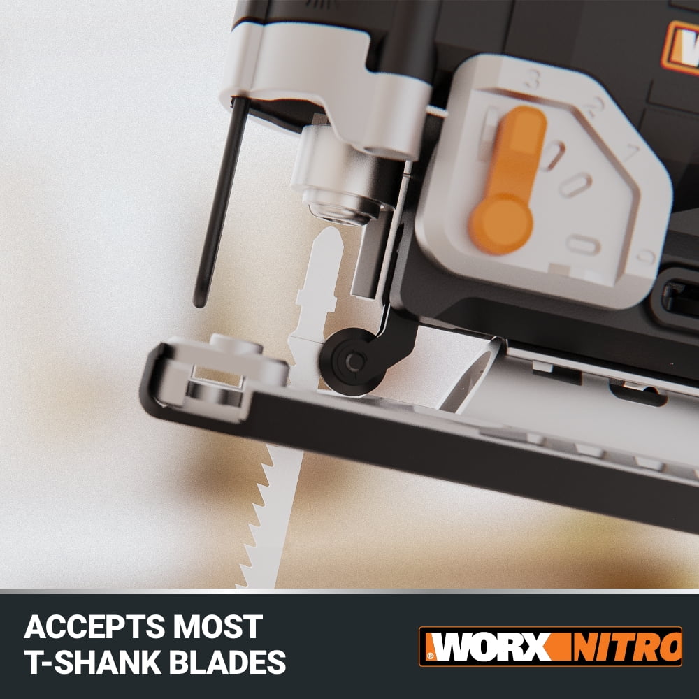 Worx Nitro WX542L 20V Power Share Cordless Jigsaw with Brushless Motor (Battery & Charger Included)