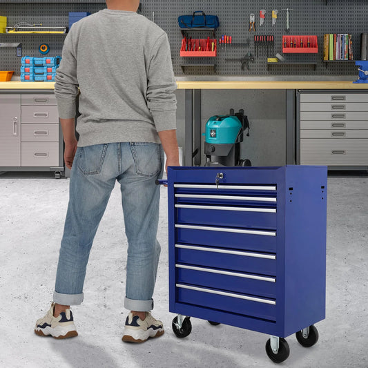 Broadfashion Rolling Tool Box 7 Drawer Tool Chest with Wheels Tool Boxes & Organizers, Alloy Steel Blue, 48.5 Pounds