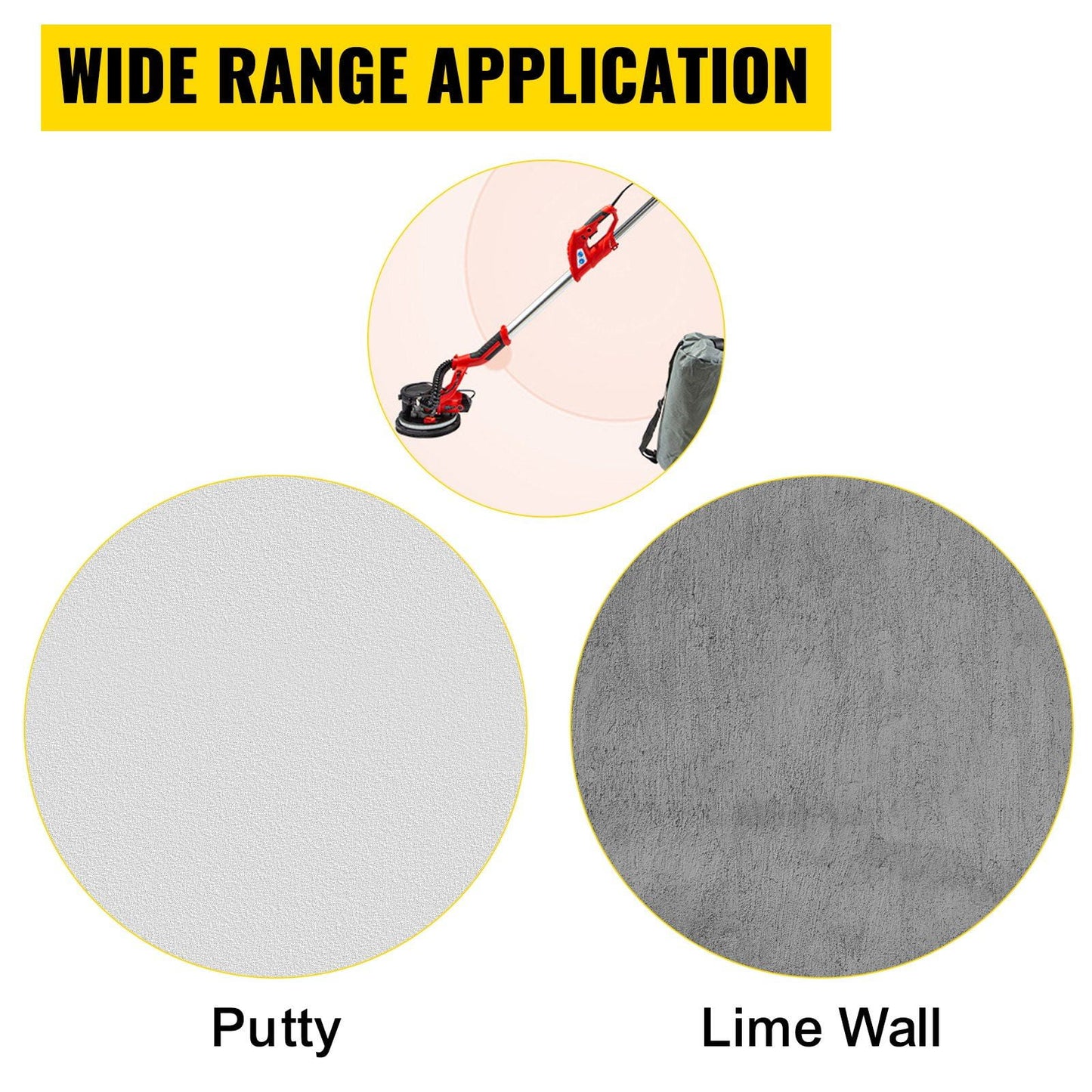 Drywall Sander 850W, Electric Drywall Sander, Electric Sander, with LED Strip Light and Vacuum Bag, Variable Speed 800-1750 RPM, Foldable Sheetrock Sander, with Telescope Handle, Wall Sander