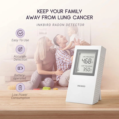 Inkird Home Radon Detector, Portable Radon Meter, Short-Term and Long-Term Accurate Monitoring 2-Year Battery,White