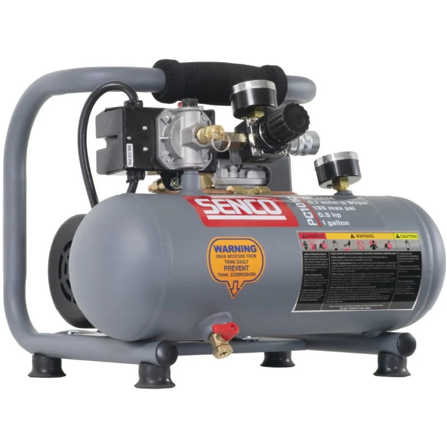Restored SENCO PC1010R 1/2 HP 1 Gallon Oil-Free Hand Carry Compressor (Refurbished)