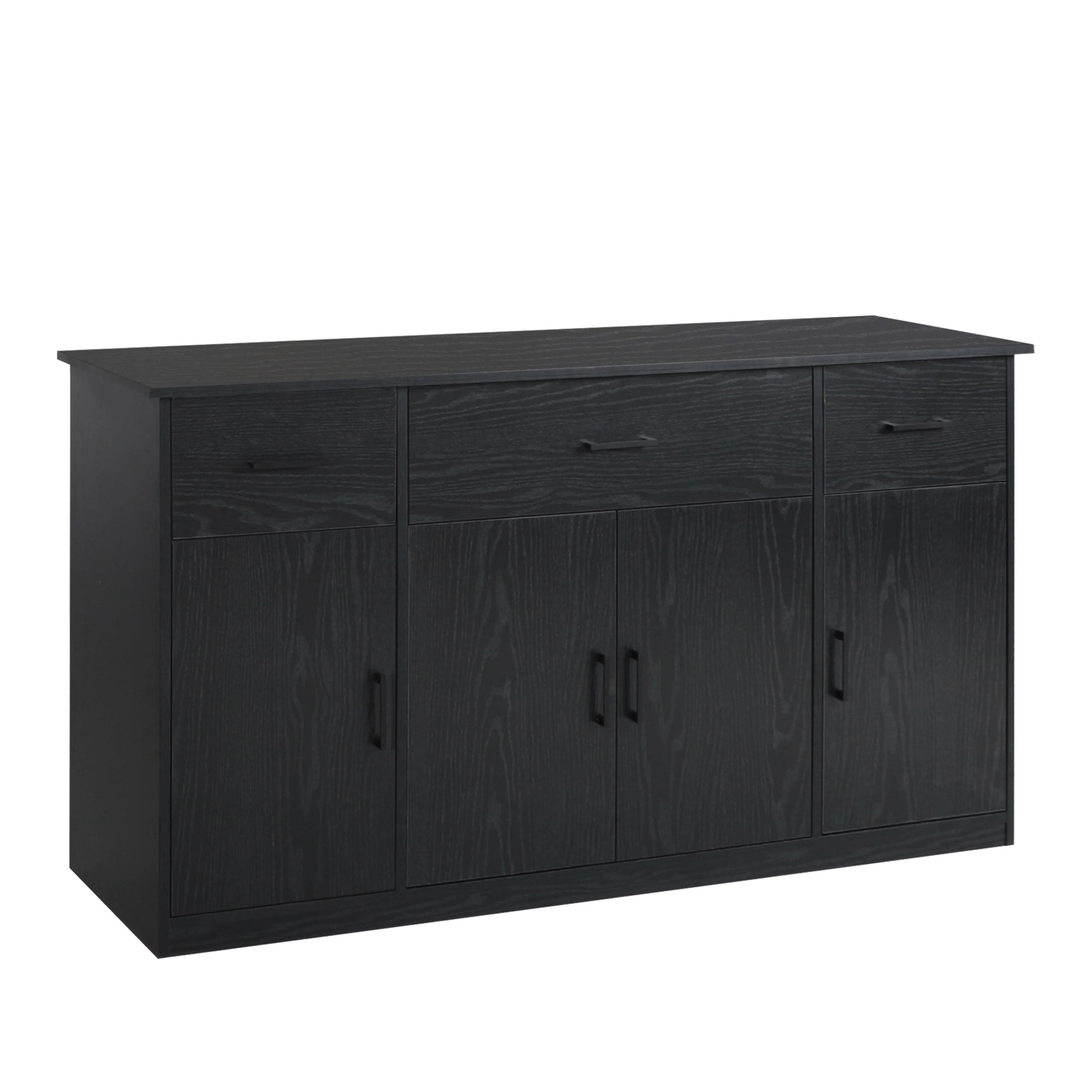 VEIKOUS Sideboard Buffet Cabinet Kitchen Cupboard Storage Cabinet with 3 Drawers and 4 Doors, Black