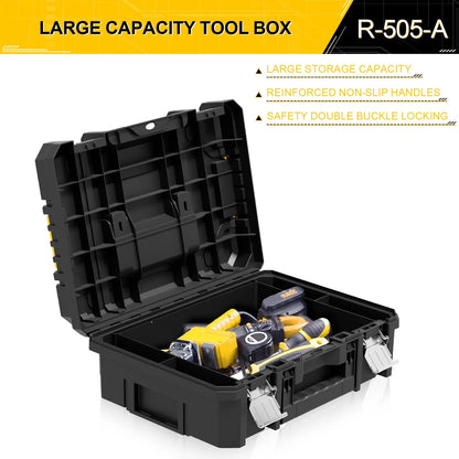 4 Tier Stackable Rolling Tool Box with Wheels, Modular Organizer Storage System with Drawers for Garage & Professional Work