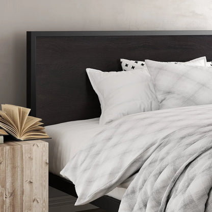 Amolife Heavy Duty Queen Size Platform Bed Frame with Wood Headboard, 12" Under Bed Storage, Black Oak