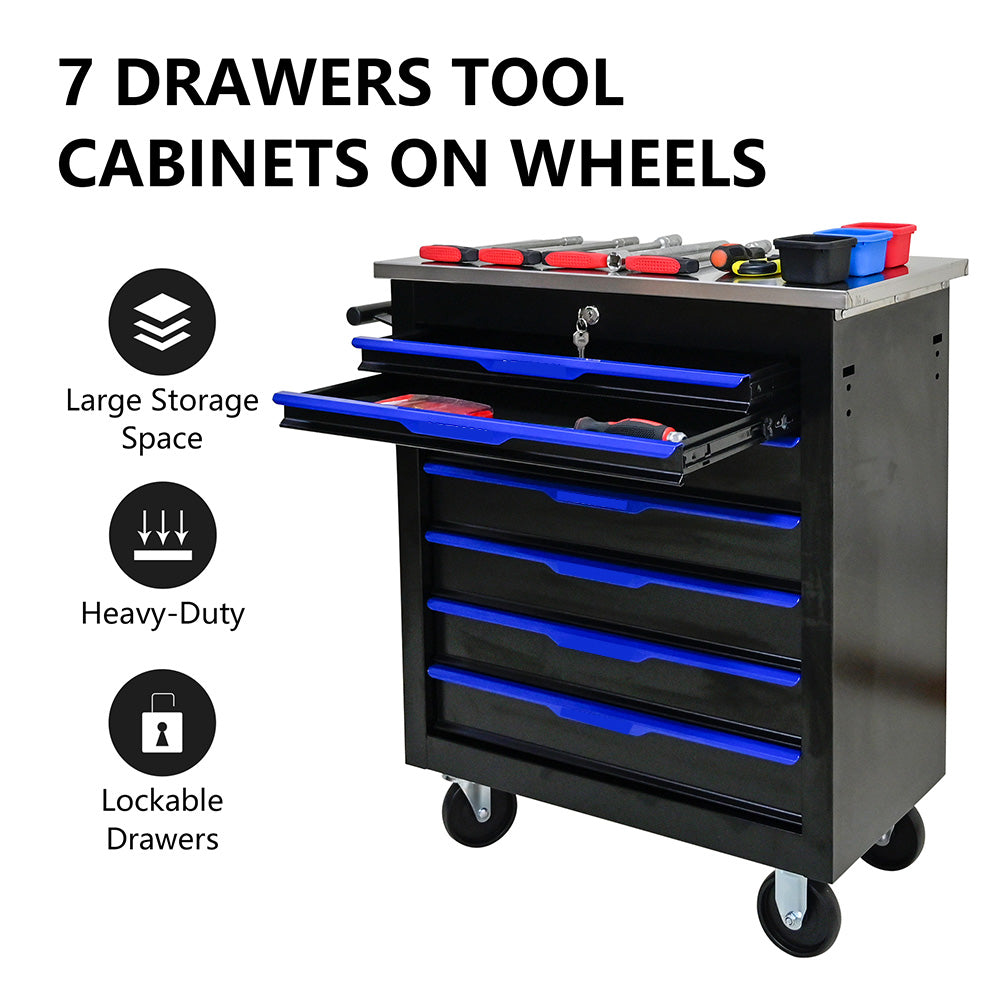 Maritcute 7-Drawer Rolling Tool Chest | Mobile Storage Cabinet with Interlock System for Workshops and Garages