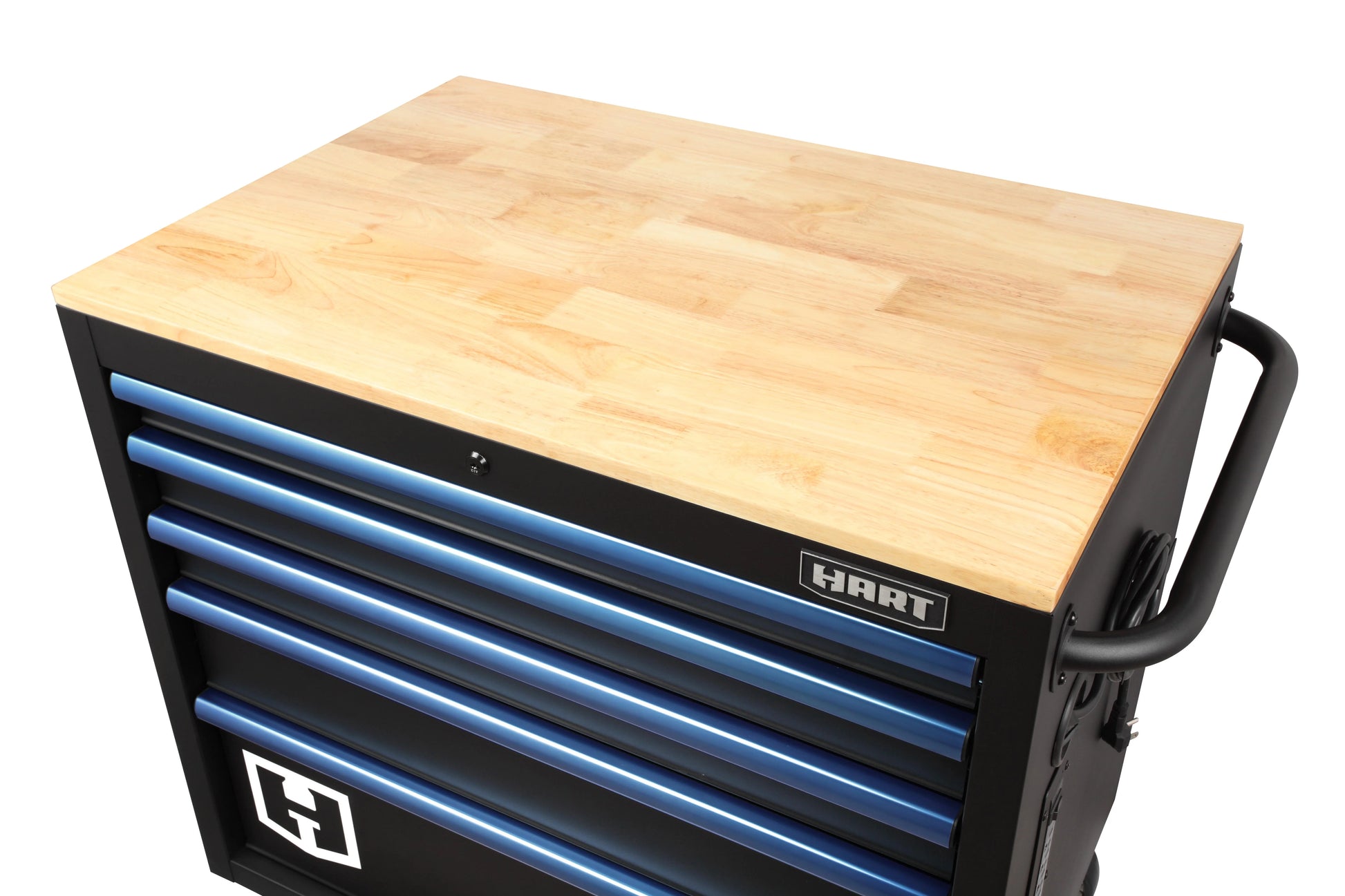 Hart 36-In W x 24-In D 5-Drawer Mobile Tool Chest Workbench W/Wood Top, Garage Use