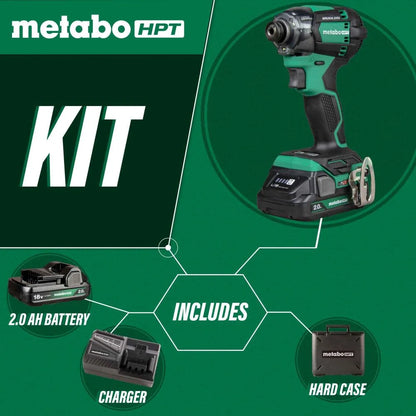 Metabo HPT 18V MultiVolt Cordless Triple Hammer BOLT Impact Driver Set, Power Impact Driver Kit with Case, 2 Lithium-Ion Batteries and Charger, 1/4-Inch Chuck, WH18DC