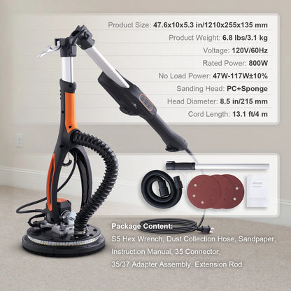KFFKFF Drywall sander 800W brushless motor 1000-2300RPM continuously variable speed