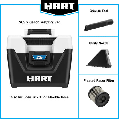 HART 20-Volt Cordless 2-Gallon Wet/Dry Vac (Battery Not Included)