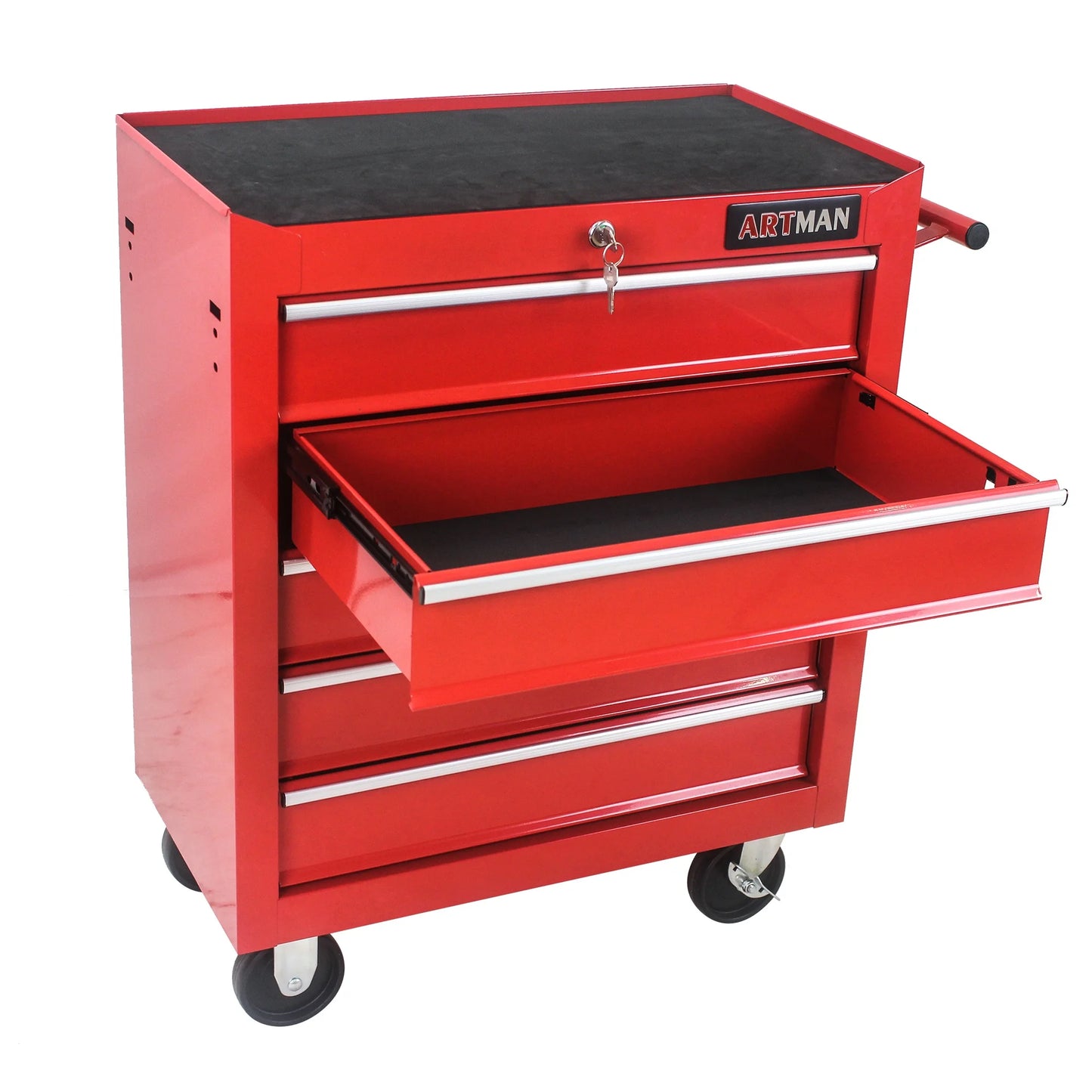 5-Drawer Rolling Tool Chest on Wheels, 24-inch Tool Storage Cabinet with Locking System for Garage Workshop Warehouse Repair Shop, Red