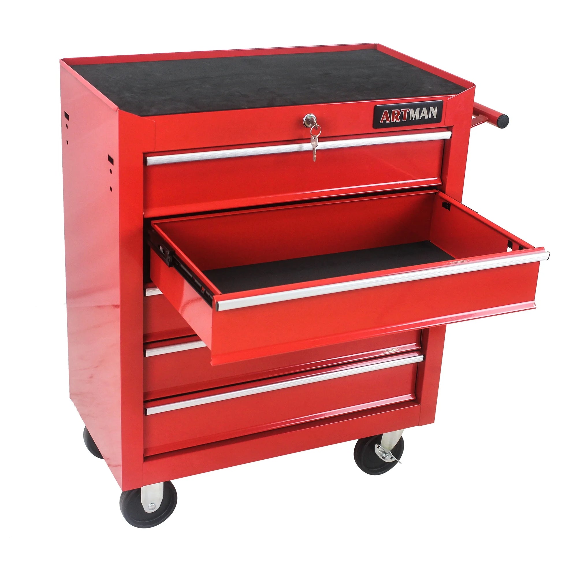 5-Drawer Rolling Tool Chest on Wheels, 24-inch Tool Storage Cabinet with Locking System for Garage Workshop Warehouse Repair Shop, Red