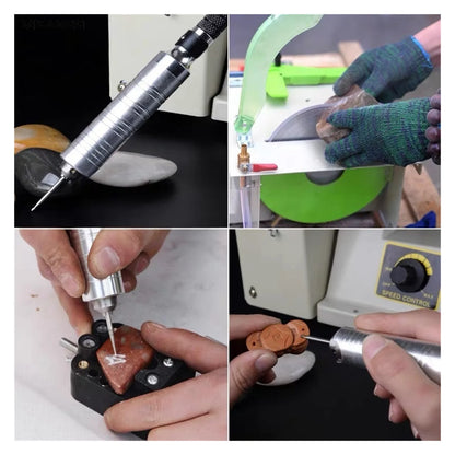 1380W Jewelry Stone Rock Woodworking Carving Polisher Buffer Lathe Grinding Cutting Machine Set Electric Grinder Tools Kit