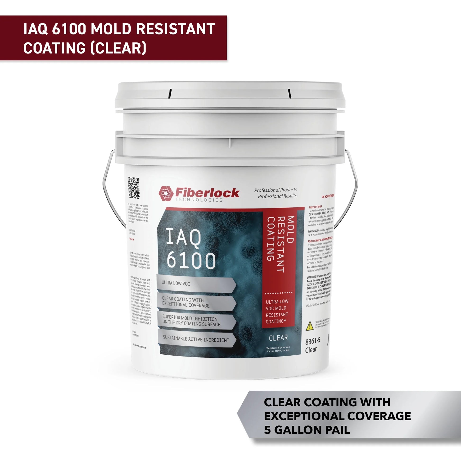 Fiberlock IAQ 6000HD Heavy Duty Mold Resistant Coating, White, 5 Gallon