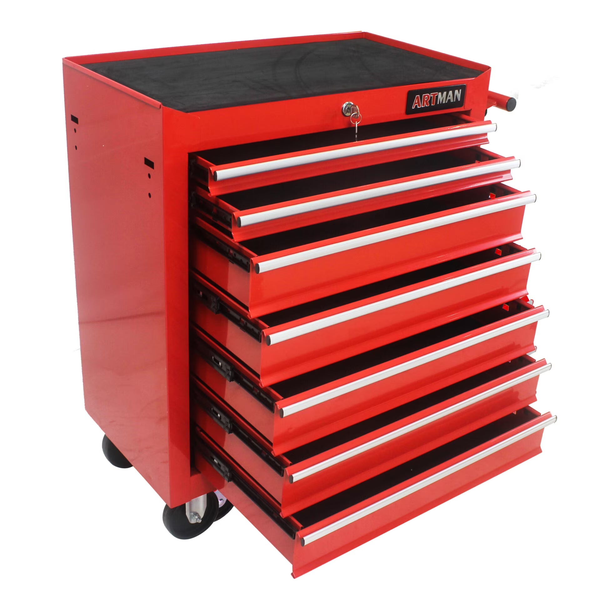 7-Drawer Metal Rolling Tool Chest with Wheels, Tool Storage Cabinet with Locking System, Toolbox with Wheels for Garage, Warehouse, Workshop, Repair Shop, Red