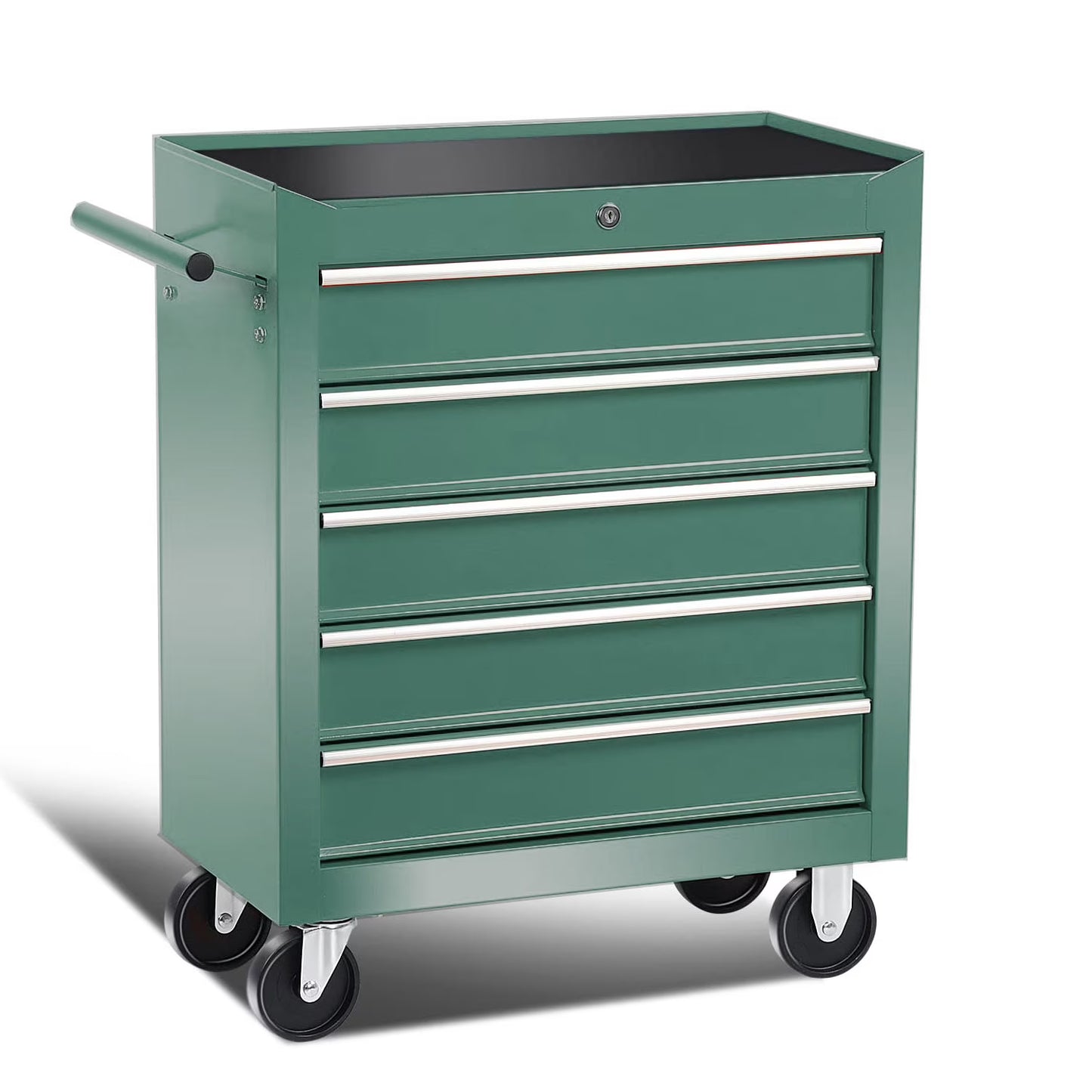 POVANLI 5 Drawers Rolling Tool Chest Cabinet with Wheels, Tool Storage Cabinet and Tool Box Organizer for Garage Warehouse Workshop, Black