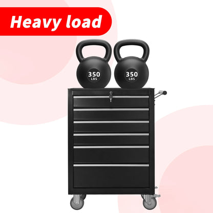 6-Drawer Rolling Tool Chest Cabinet, Large Capacity Metal Tool Box with Wheels