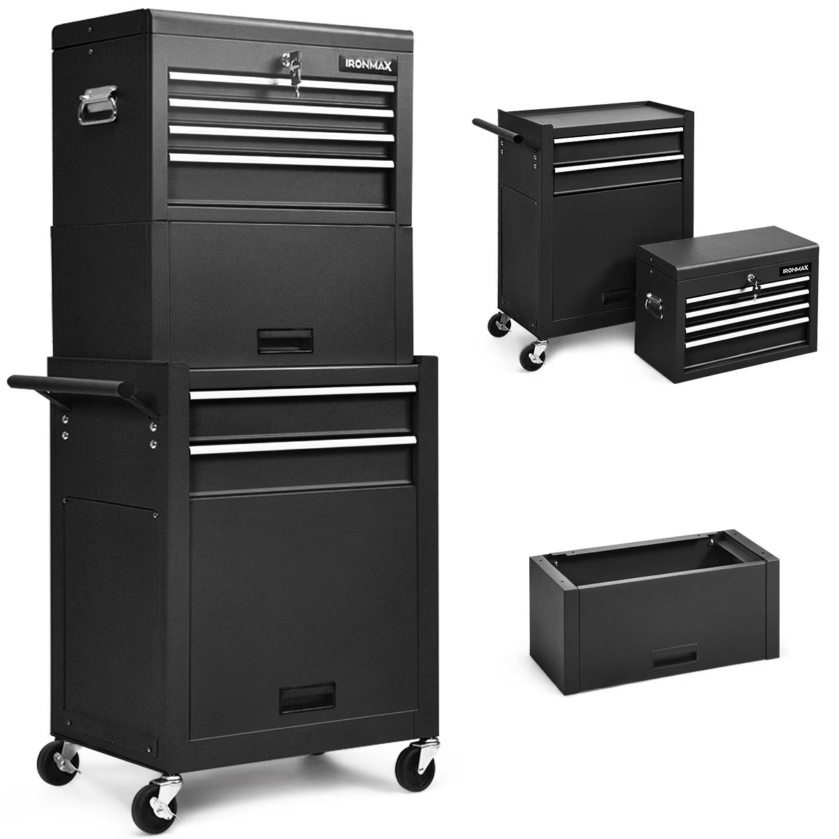 Costway, 60.5 lb, 23.5" Steel 6-Drawer Rolling Tool Cart with User Manual Black Red