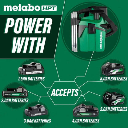 Metabo HPT 18V Cordless Wet/Dry Vacuum, 1.6 Gallon HEPA Filter Vacuum, Powerful 74 CFM Airflow, 8 ft. of Stretchable Hose, Eco and Boost Modes, Lightweight Design, Tool Body Only, RP18DAQ4