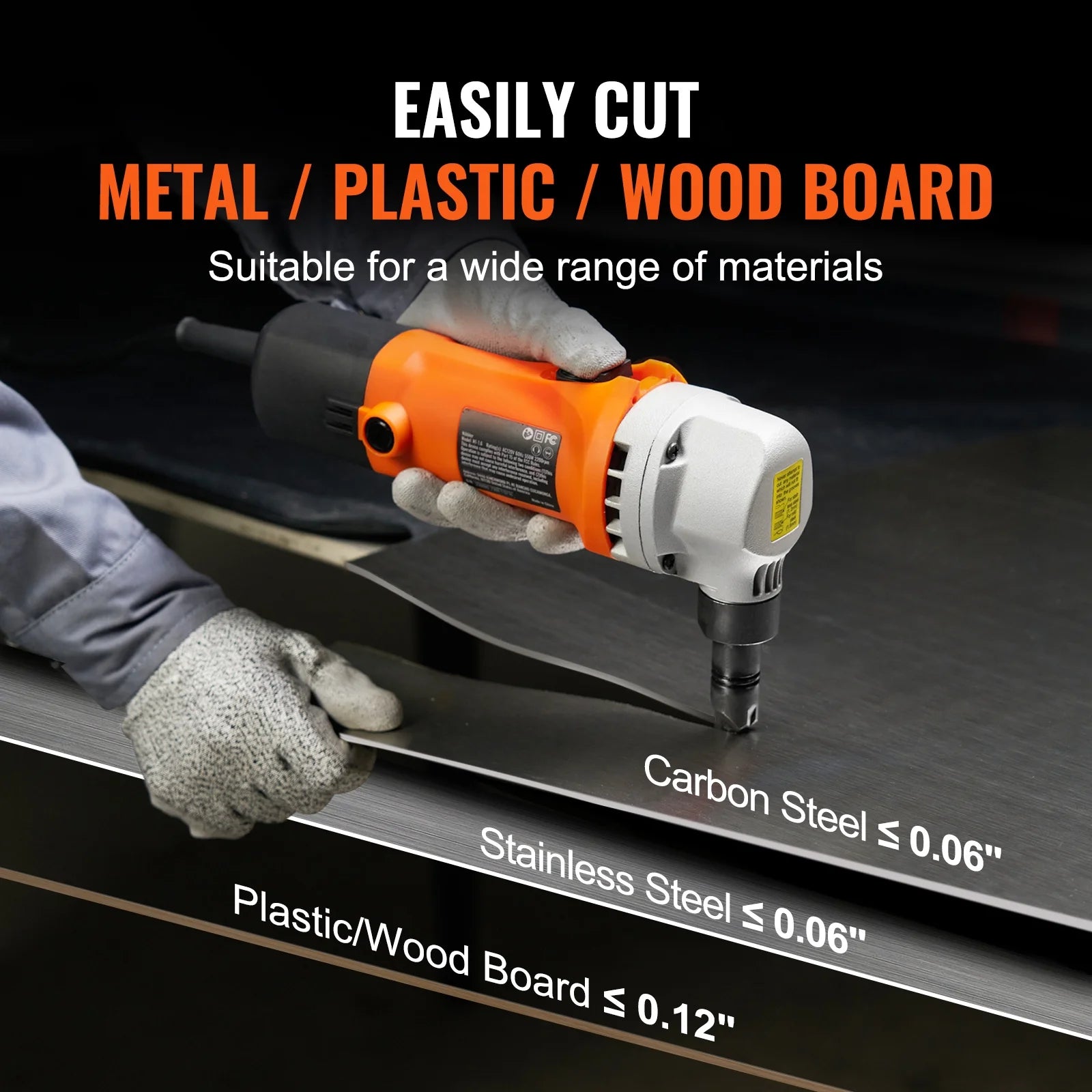 KFFKFF Sheet Metal Nibbler, 550W Powerful 2200 RPM High Speed, 360 Degree Rotation Electric Nibbler Metal Cutter, Straight Curve and Circle Cutting for Stainless Steel, Aluminum, Plastic