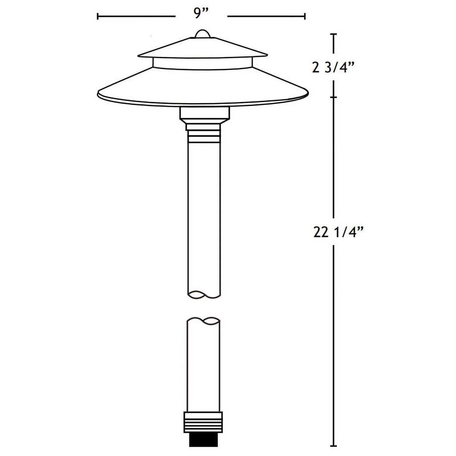 VOLT Stratum 12V Brass 2-Tier Path Light (9" Shade, 25" Tall)