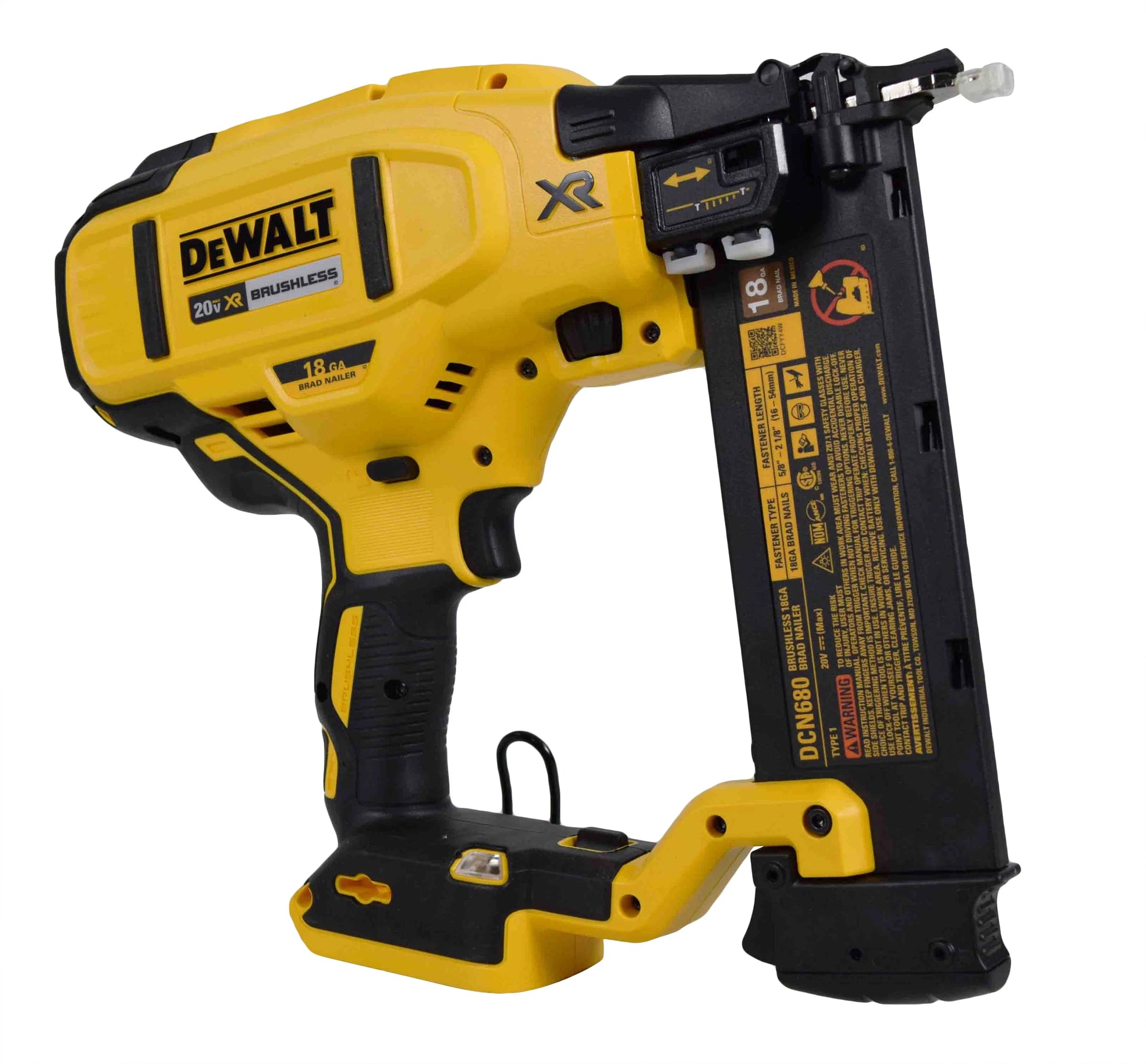DEWALT DCN680B 20V MAX 18-Gauge Cordless Brad Nailer - Brushless Motor, Tool-Free Adjustments (Bare Tool)